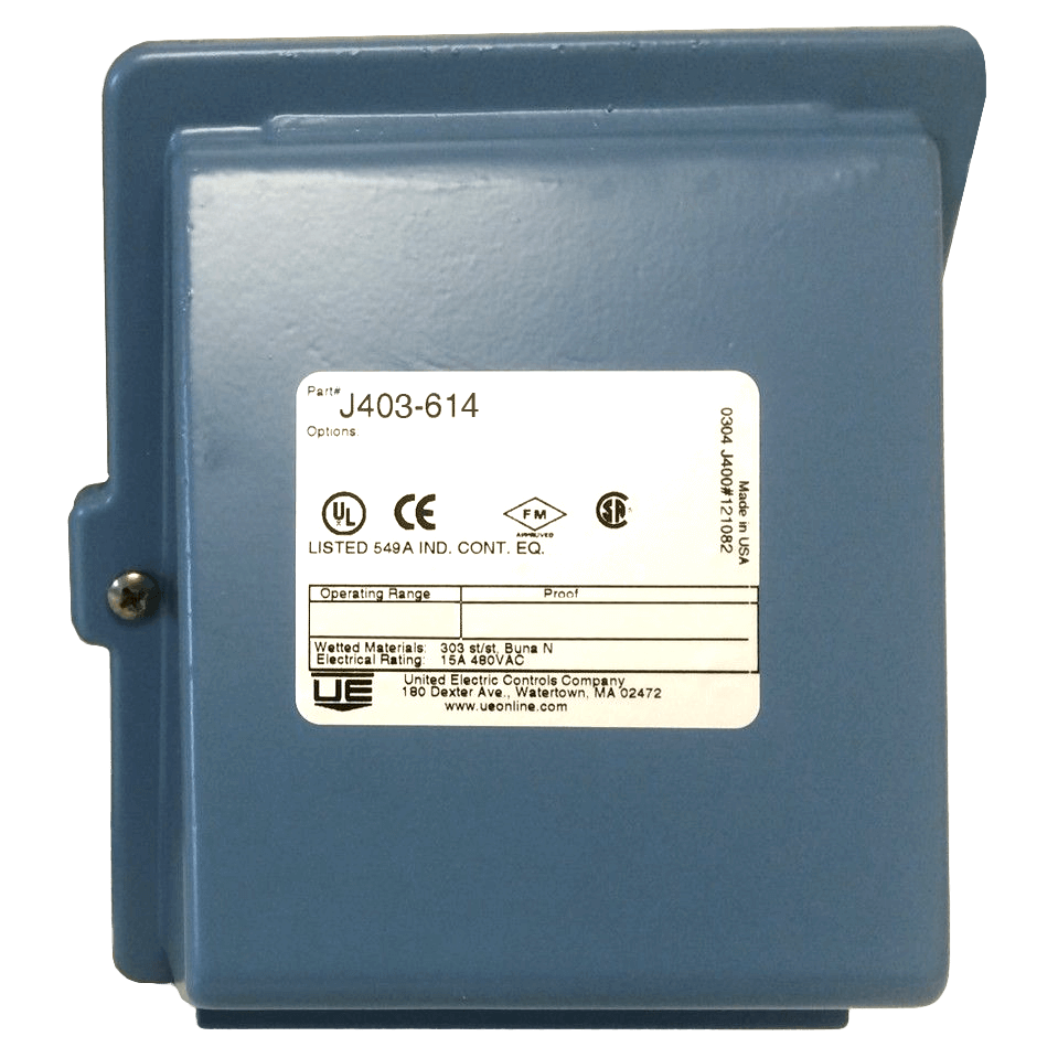 United Electric Pressure Switch, 400 Series Type J403 Models 610 to 614